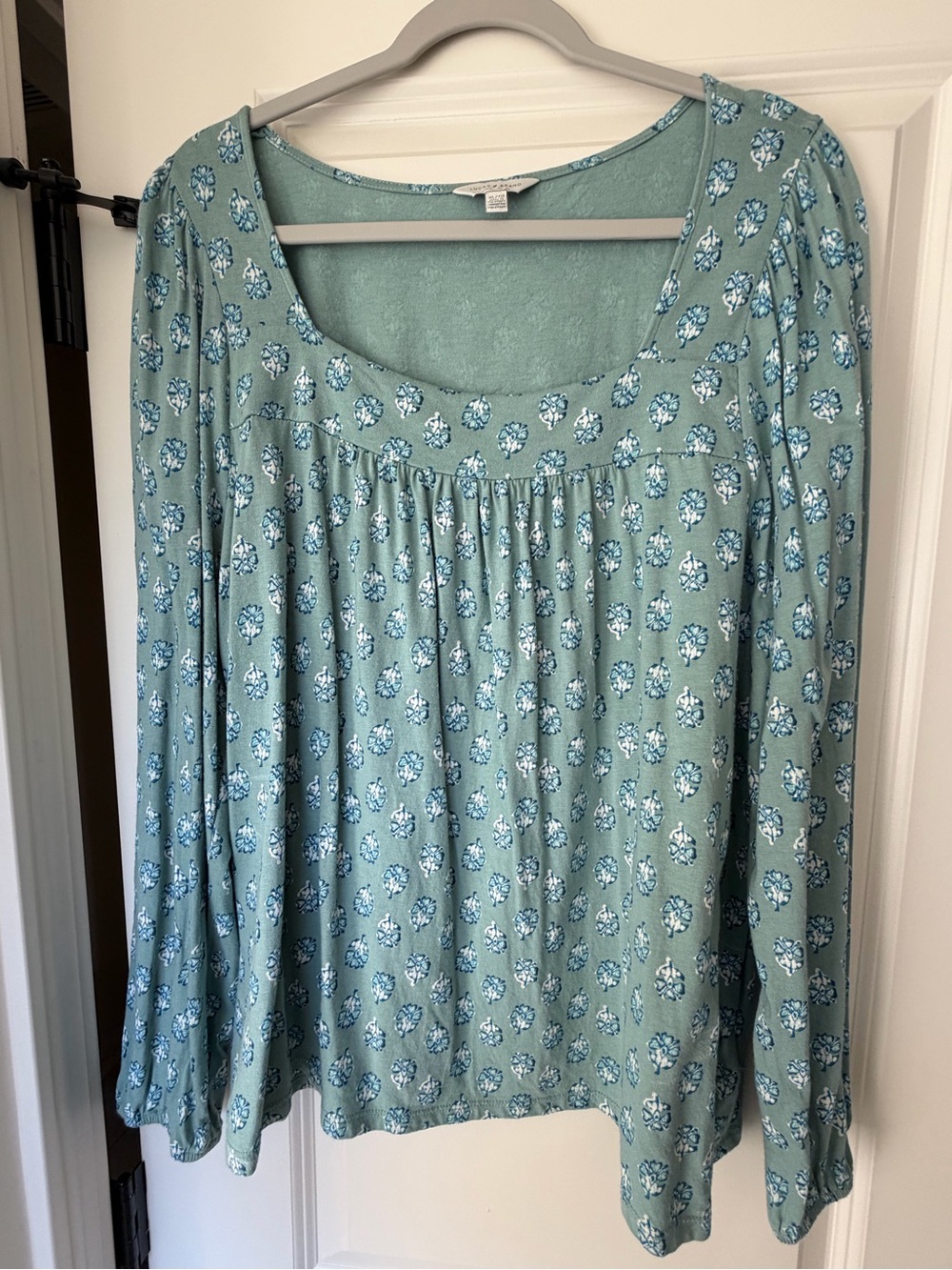 Lucky Brand Teal Floral Scoop-Neck Short Sleeve Top